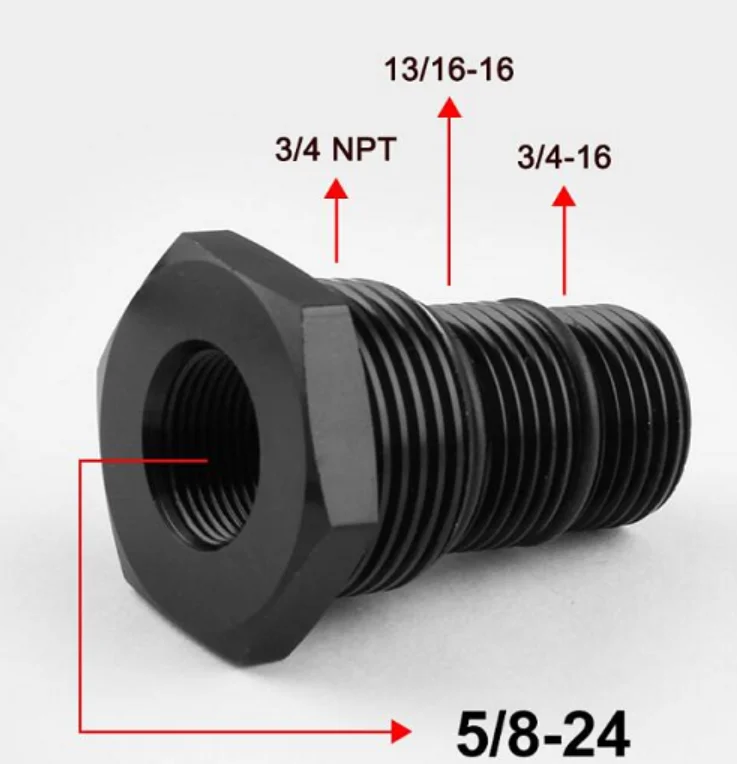 Black Aluminum 5/8x24 To 13/16x16 Automotive Threaded Oil Filter Adapter - Foto 2