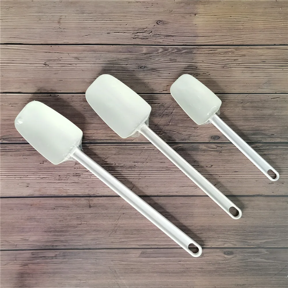 Manufacture bakery tool white flat dough mixing pastry plastic scraper custom cooking bread rubber cream kitchen spatula factory