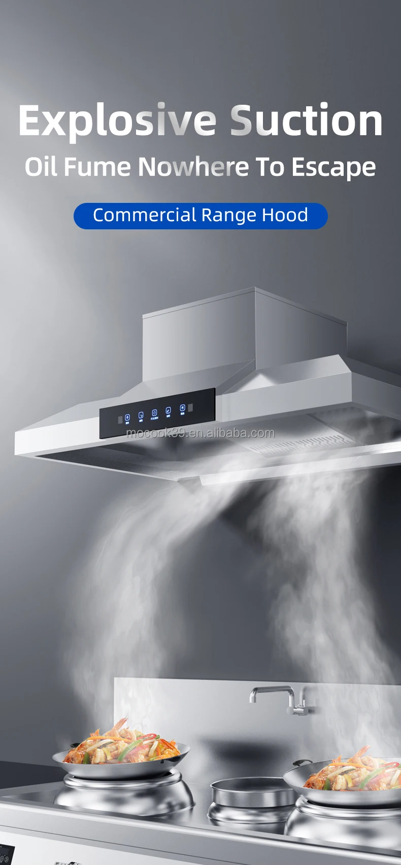 Factory Wholesale Commercial Range Hood Multi Functional Kitchen Smoke