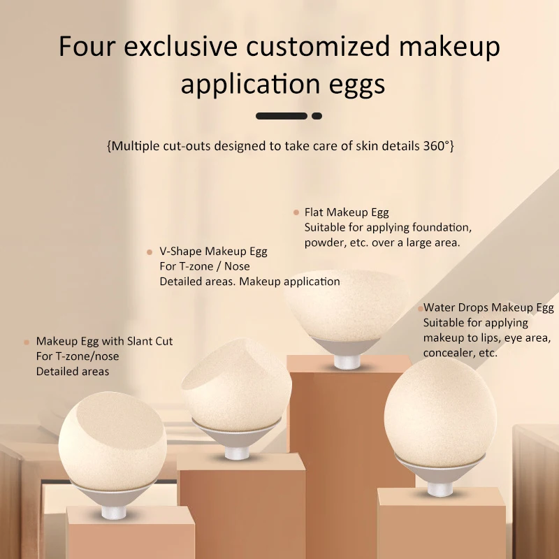 AI Smart Electric Puff Instrument Makeup Instrument Cosmetic Egg Clothing Sponge Wet and Dry Super Soft with 4 Pcs Puff Head
