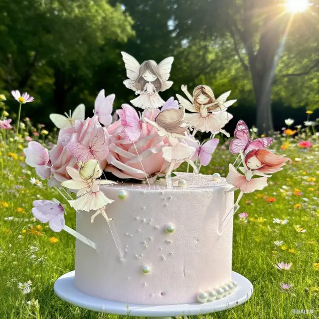 UV Color-printed Transparent Acrylic Little fairy Cake Decoration Personalized Cake Topper