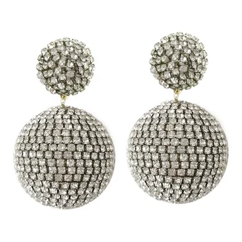 Fashion Big Diamond Disco Ball Earrings Bling Bling Crystal Wrapped Xmas Earrings big Christmas Earrings for Women