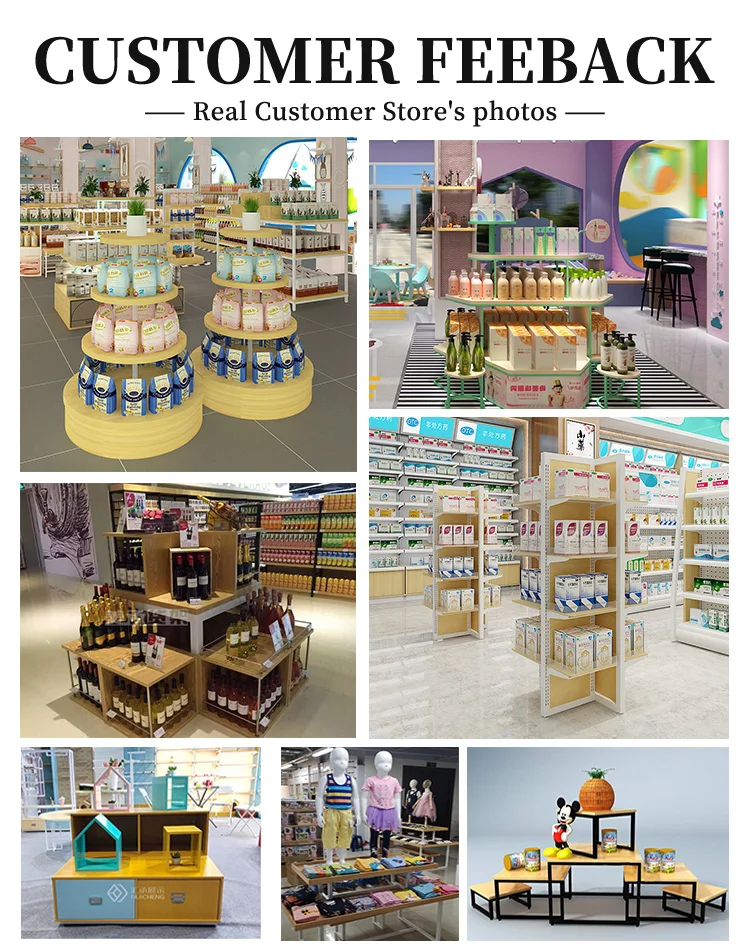 Meicheng 4-Layer Wooden Product Display Stand Round Promotion Stand For Retail Store