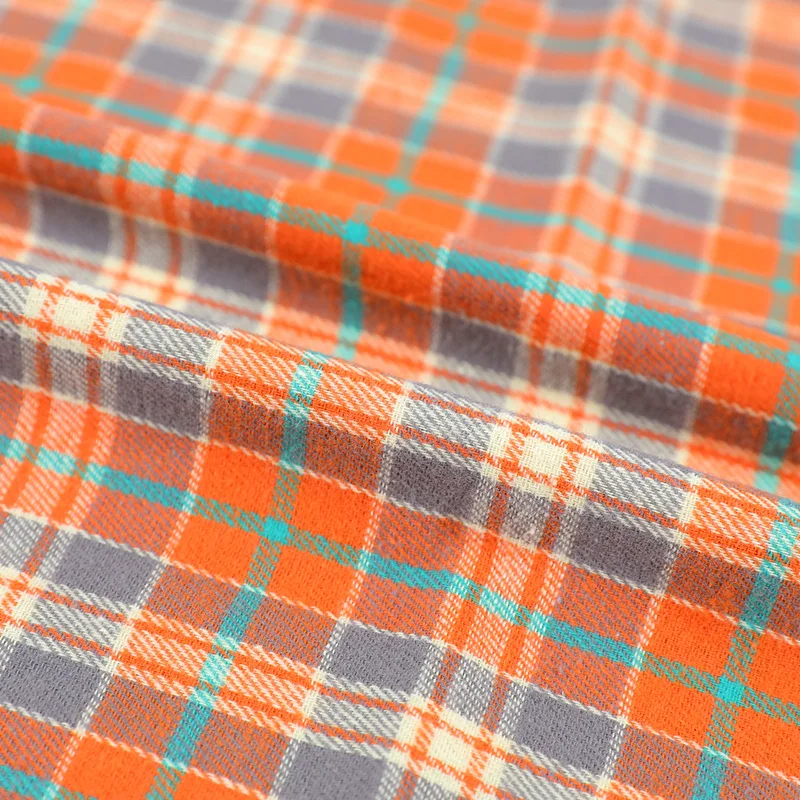 Пряжа окрашенная в клетку из чистого хлопка, зимняя фланелевая ткань для рубашек
