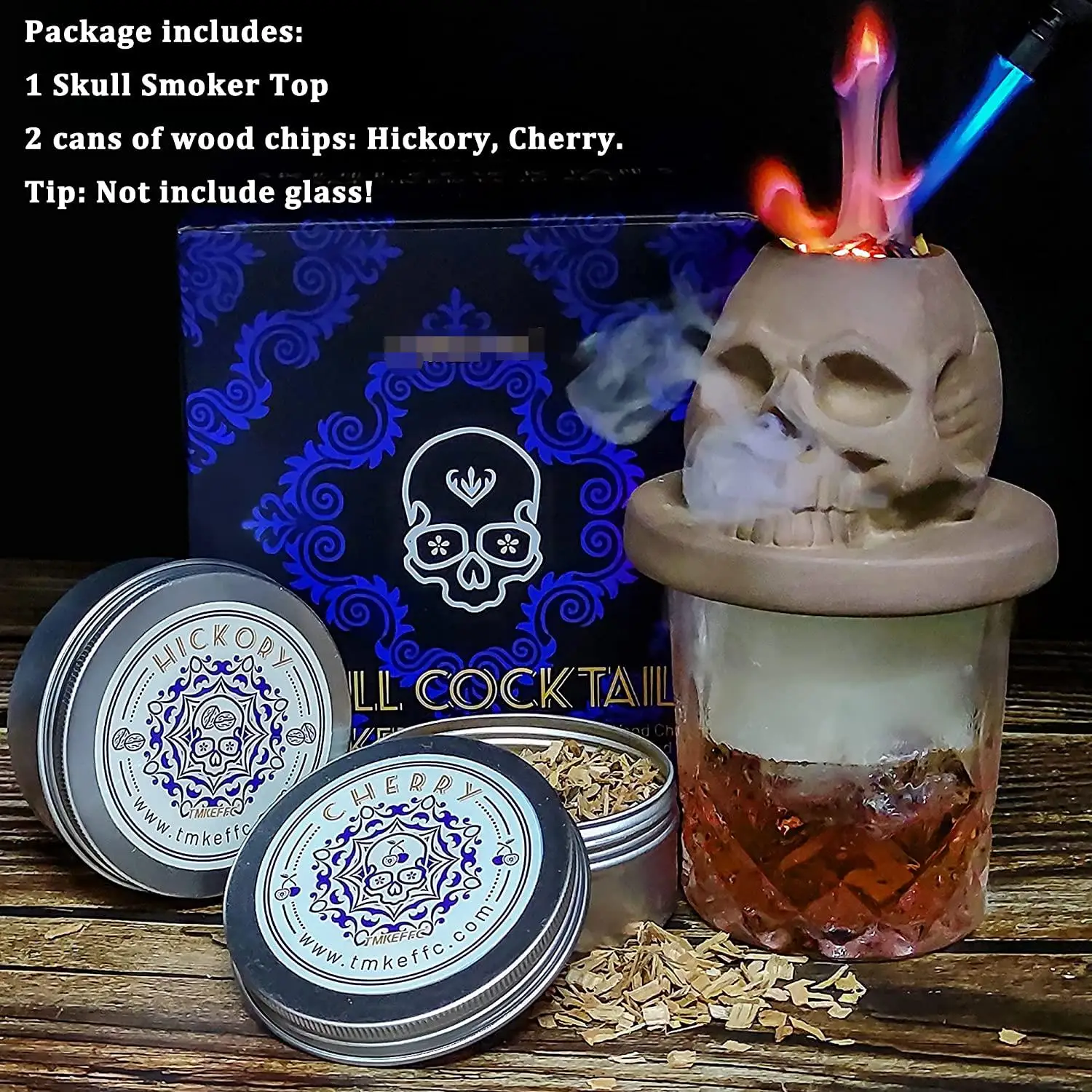 Amazon Top Skull Cocktail Smoker Top With Wood Chips,Smoked Drinks,Cocktails,Whiskey,Bourbon
