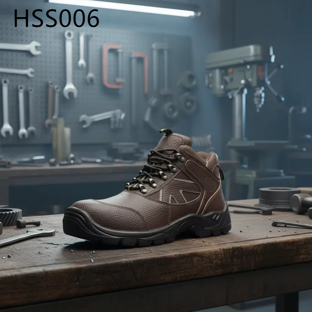 LXG,Shipbuilding Quality Barton Printed Leather Security Footwear Anti-puncture Brown Outdoor Hiking Boots with Steel Toe HSS006