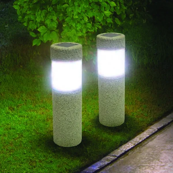 stone look solar lights