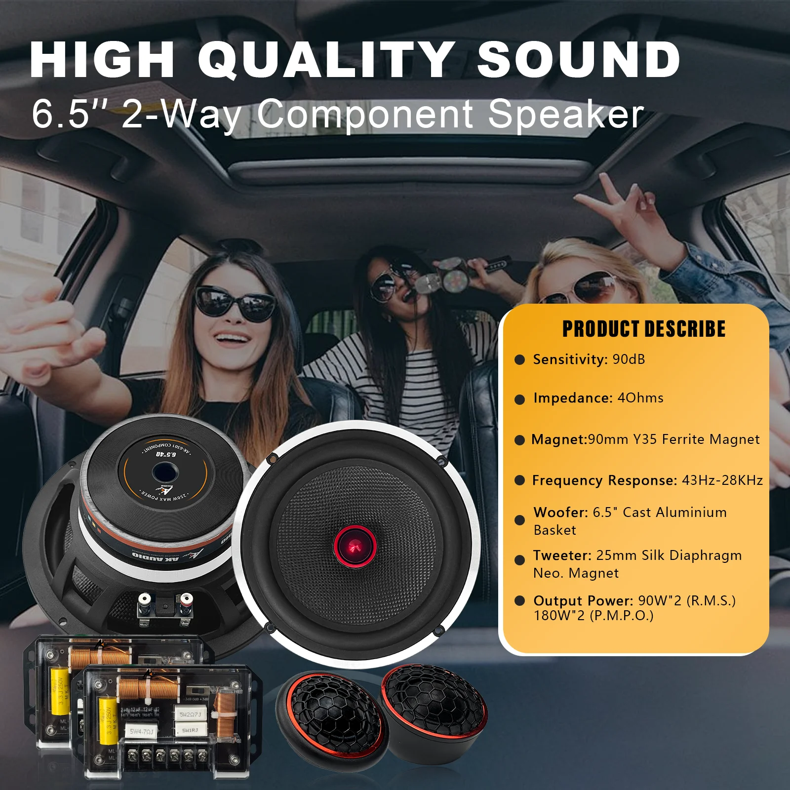 AK-6501 Car Speakers - High Quality 6.5 Inch Components