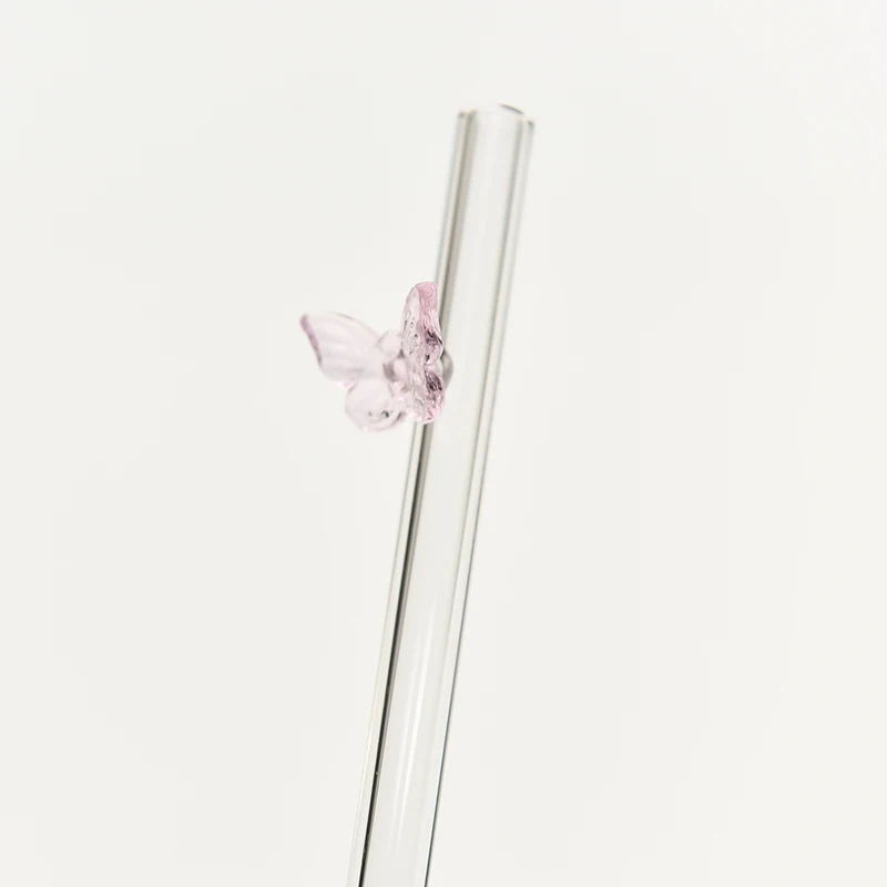 Regular Butterfly on White GLASS STRAW Custom Straws Reusable