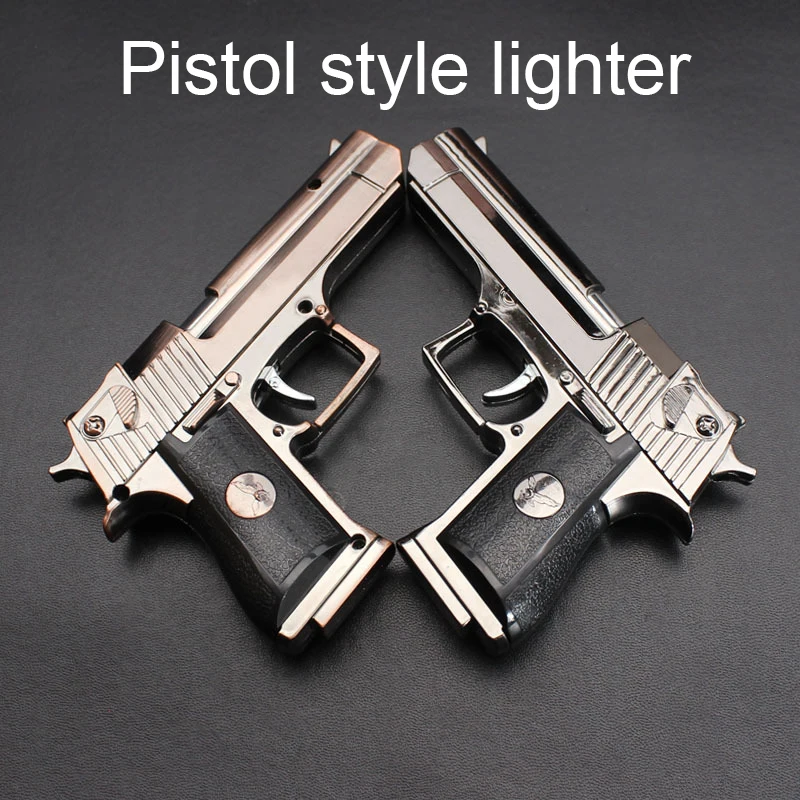 Metal Pistol Lighter Gun Shaped Butane Torch Lighters Toy Models - Buy ...