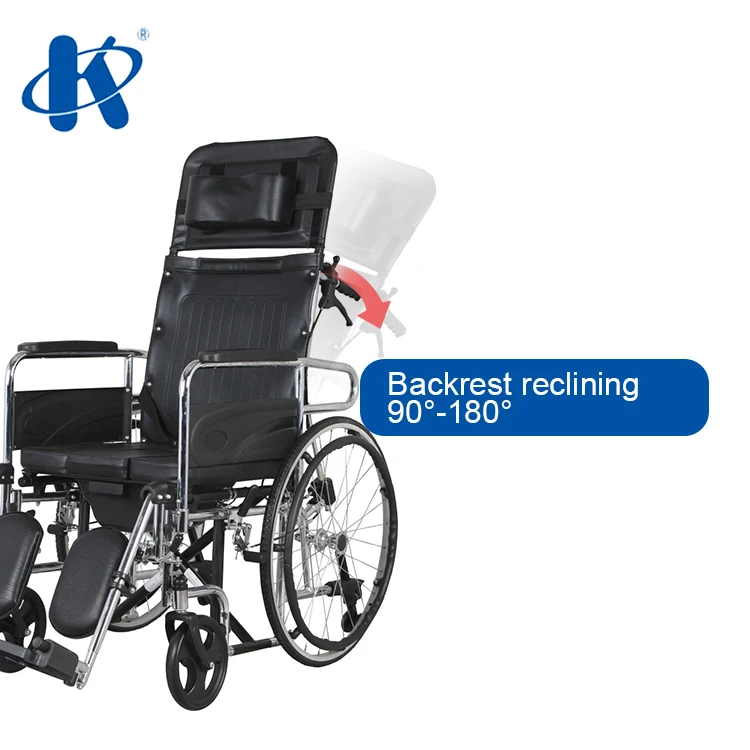Kaiyang KY607 High Back Foldable Commode Wheelchair Folding With Ce Certificates Deluxe Commode Reclining Wheelchair