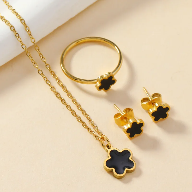 100% Genuine 18k Yellow Gold Stud Earrings Necklace and