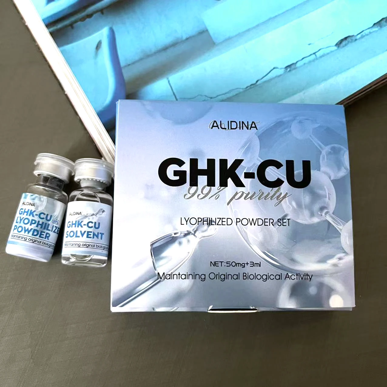 High Purity Fast Delivery Cosmetic Grade Age-aging Ghk Cu Powder Serum Blue Copper Ghk-cu Peptides for Skin Care d