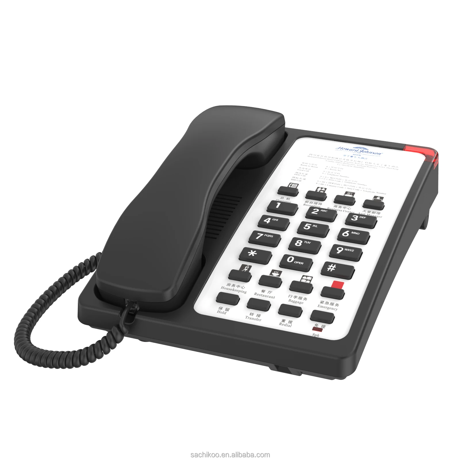 Professional Hotel Model SN-0008 Analog Waterproof Corded Telephone High Quality with Large Button for Commercial Use