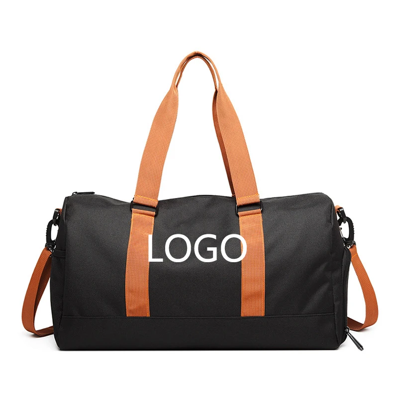 custom lightweight black pink travel overnight bags 100% polyester duffel bag waterproof with logo print