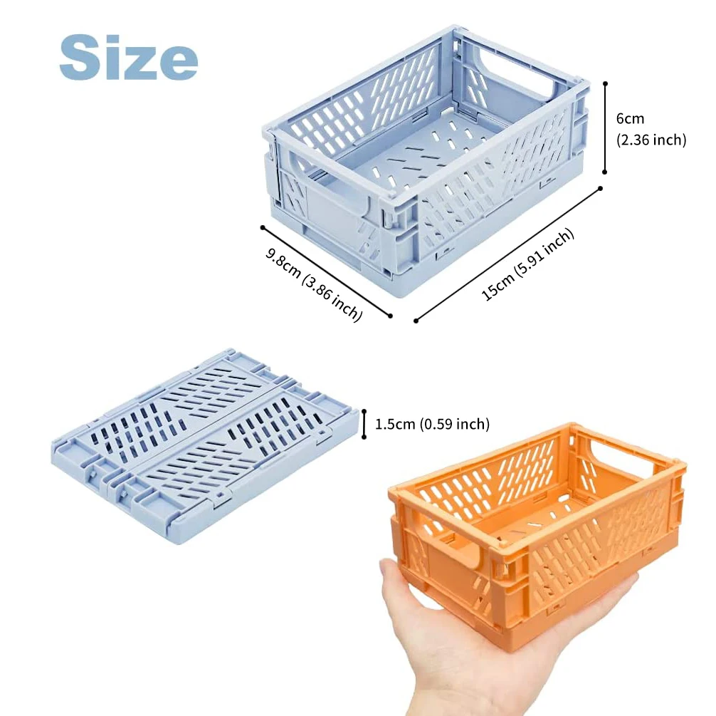 ITEM NO.5002 China Factory Home Small Organizer Desktop Foldable Crate Plastic Folding Storage Basket Collapsible Storage Crate