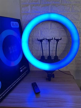 MJ56 22 Inch RGB Selfie Ring Light With Tripod Stand&3 Cell Phone Holder&Remote Control 22 Inch RGB Ring Light detail image