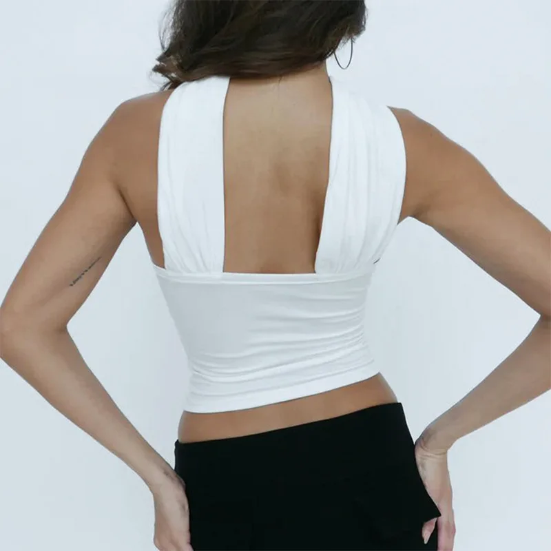 Sexy Backless Corset Halter Top Sleeveless Summer Short Edgy Clothes Y2k  Vest Solid Tank Party Womens Tops Streetwear Aesthetic
