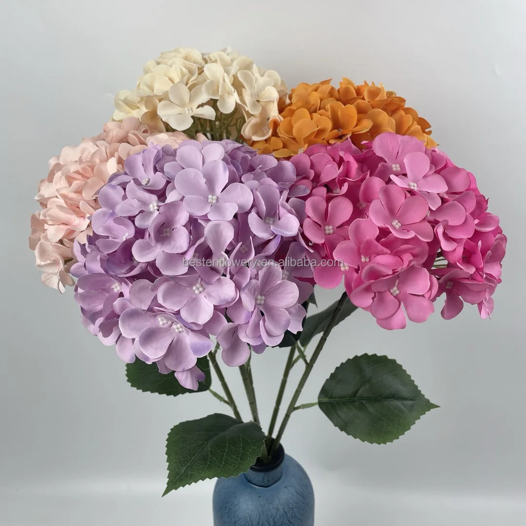 Wholesale Single Stem Silk Flowers Artificial Hydrangea Flower Bulk For Wedding Decoration Buy