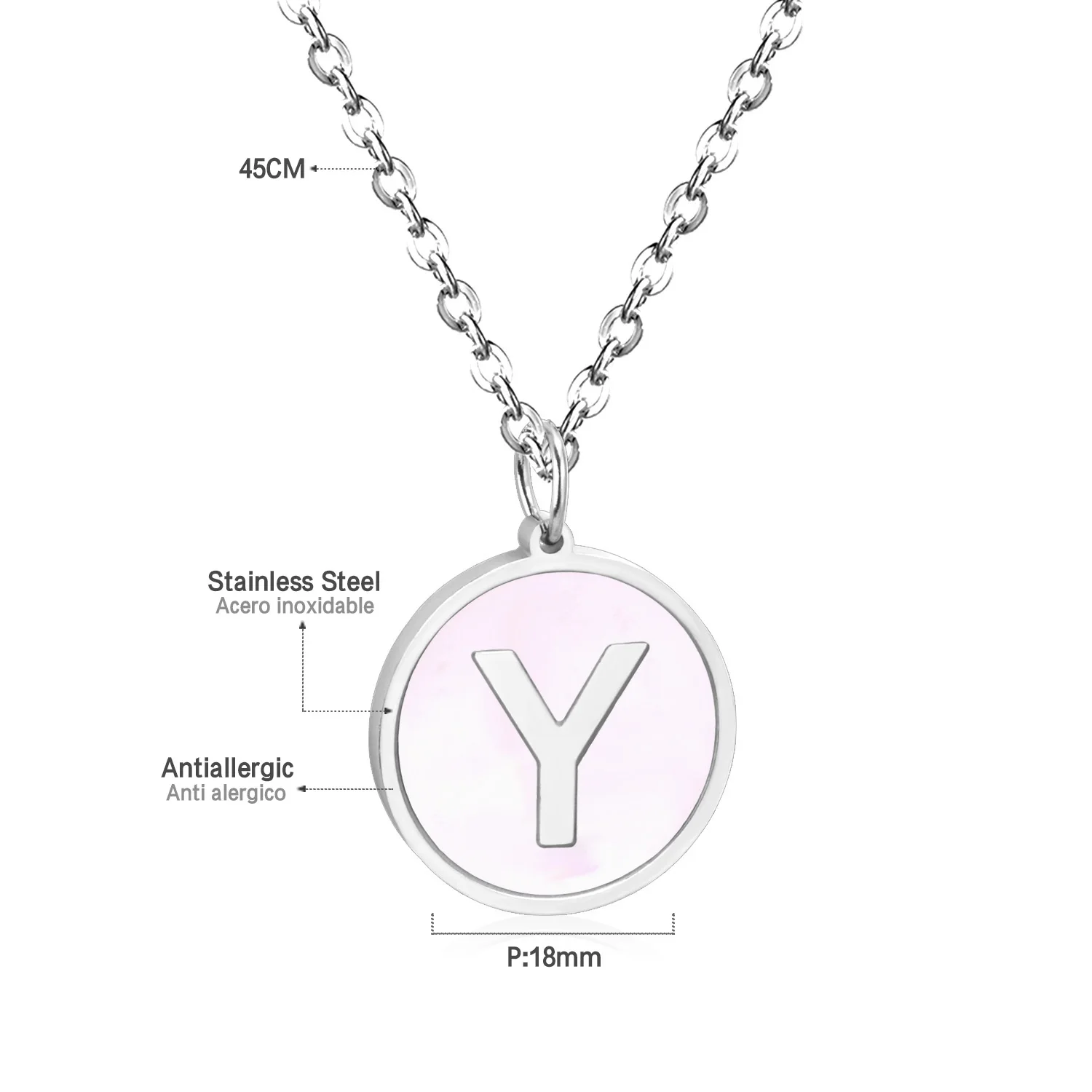 Collana Con Iniziale E Ciondolo A Cuore In Acciaio Inox – 26 Lettere Disponibili, Catena Regolabile 40+5 Cm, Gioiello Per Donna E Ragazza - 3