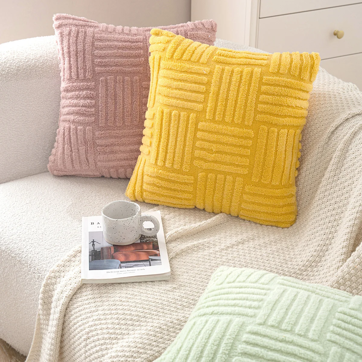 Aoyatex Home solid color cotton wool sofa pillow bedroom living room sofa model room decoration pillow cushion cover manufacture