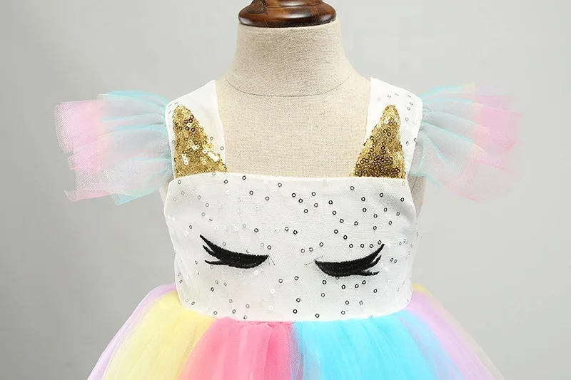 Nuovo vestito da principessa per feste di unicorno con gonna Tutu