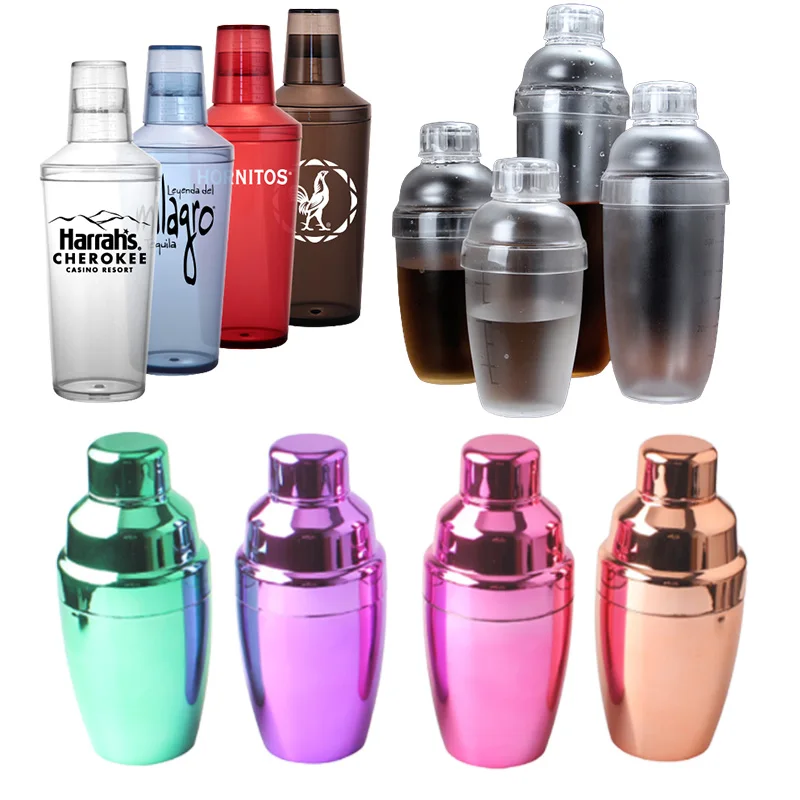 Cocktail Shaker, 530ml Transparent Cocktail Mixer Cup Plastic Drink Mixer  Ice Tea Shaker Bottle With Scales For Bar