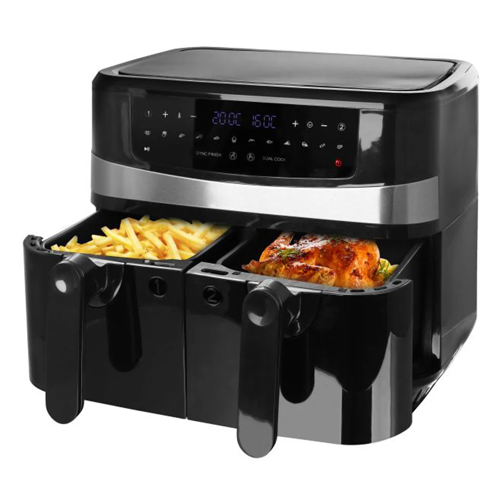 2000W Dual air Fryer 8.2L CNC Intelligent Display Modern Style Oil-free Weight Loss Pot Dual Basket Intelligent air Fryer