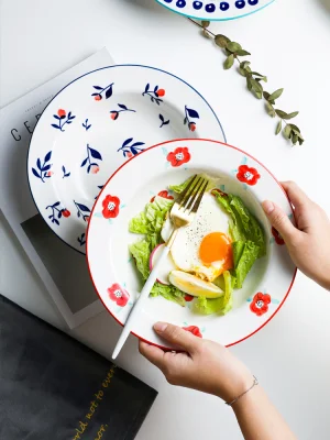 Factory Direct Cheap Japanese Style Ceramic Lace Deep Plates Restaurant Porcelain Pasta Plate Hotel Ceramics Soup Plate1432