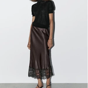 2026 Autumn Chic New Fashion Women's Midi Skirt Vintage High Waist with Lace  Zipper Casual Female Style Satin Skirt