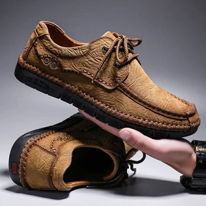 Men's Rubber Sole Genuine Leather Insole Oxford Outsole Casual Outdoor Lace-up Formal Shoes