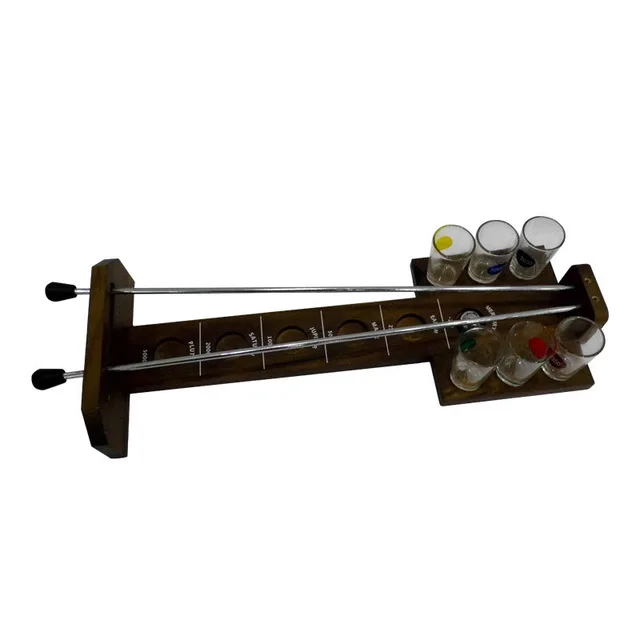 Wooden Product with 6 Shot Glasses Steer Stan for Drinking Game Set Wooden Shot Glass Holder