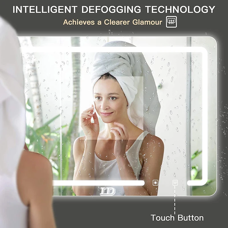 High Quality Smart Magic Touch Screen  Large Wall Mirror Modern Led  Bathroom Mirror Temp for Hotel