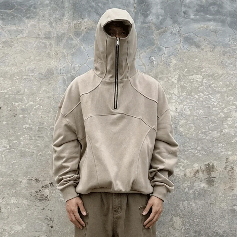 Salati Custom Heavy French Terry Masked Pullover Oversized Blank Balaclava Ninja Acid Wash Hoddies Men Hoodie With Face Masked gallery 7