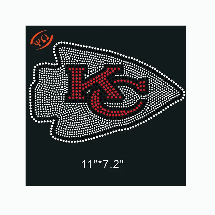 Wholesale Bling Football Kansas City Rhinestone Transfer Chiefs design  Korean stones From m.