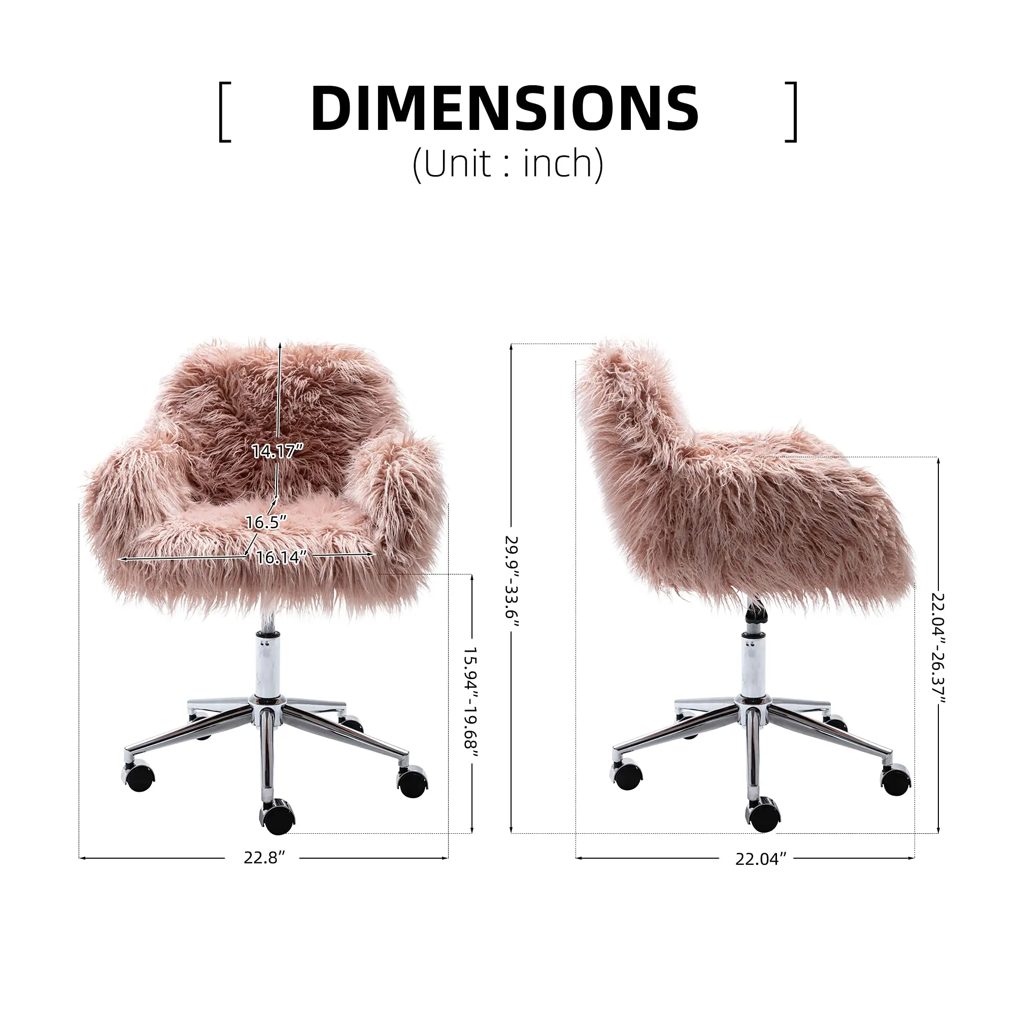 Ergonomic Office Chair with Faux Fur Adjustable Stylish