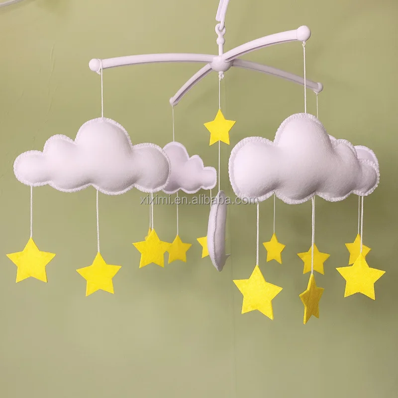 Ins Nursery Home Decor Lovely Wool Felt Cloud Star Baby Bedding Hanging