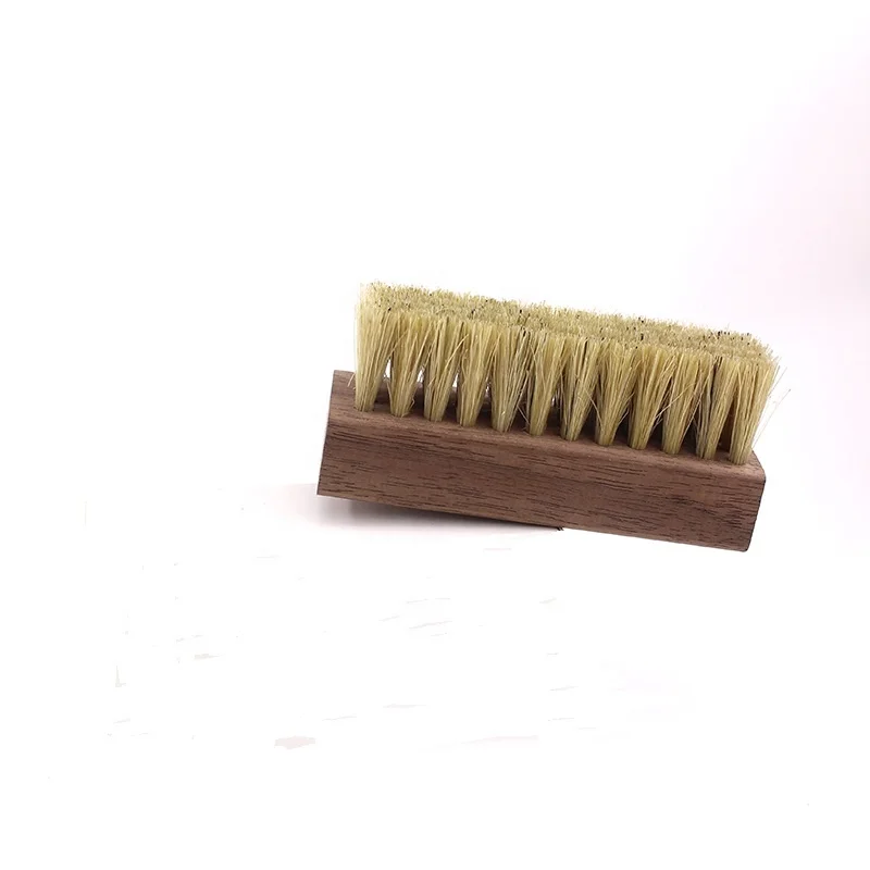 Walnut Wood Handle Horse Hair Shoe Brush Cleaning Horse Bristle Hair