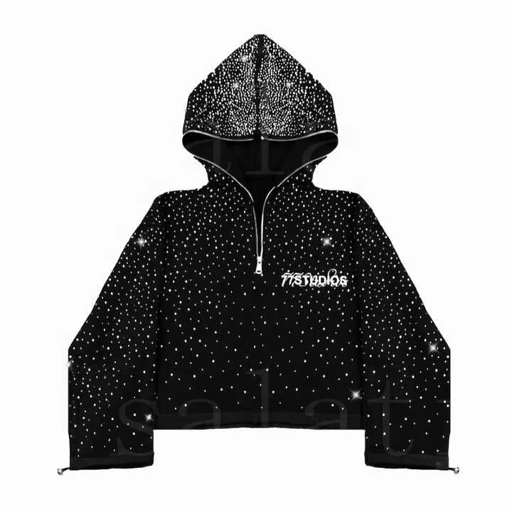 Salati High Quality Rhinestone Puff Printing Acid Wash Jogging Suits Hoodie and Sweatpants Set Flared Men's Tracksuits Sweatsuit gallery 2