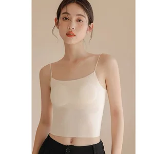 Hot Sale Ice Silk Bra Tops Summer Seamless Sport Chest Pad Sexy Push up Yoga Breathable comfort Camisoles Vest for Women Girls