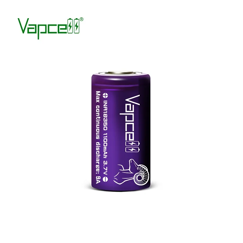 18350 rechargeable battery  mini vape vapcell 18350 1100mah 9A 3.7v  lithium ion cell