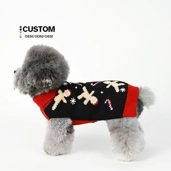 Factory wholesale  Autumn and Winter christmas dog sweater knit dog sweater puppy sweater halloween pet clothes gingerbread man
