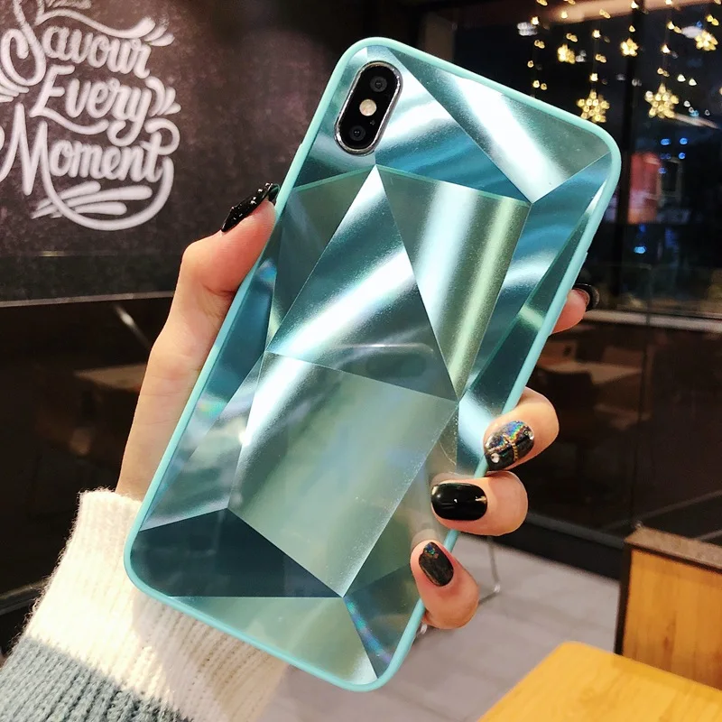 Luxury 3D Diamond Texture case For iphone 7 6 6s 7 8 plus X Xs max XR Thin Case Mirror Pattern Phone Case