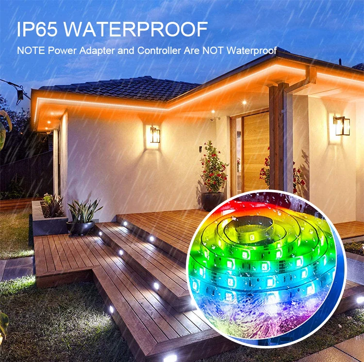 Waterproof Indoor Outdoor Led Strip Light Warm White Flexible Neon For 