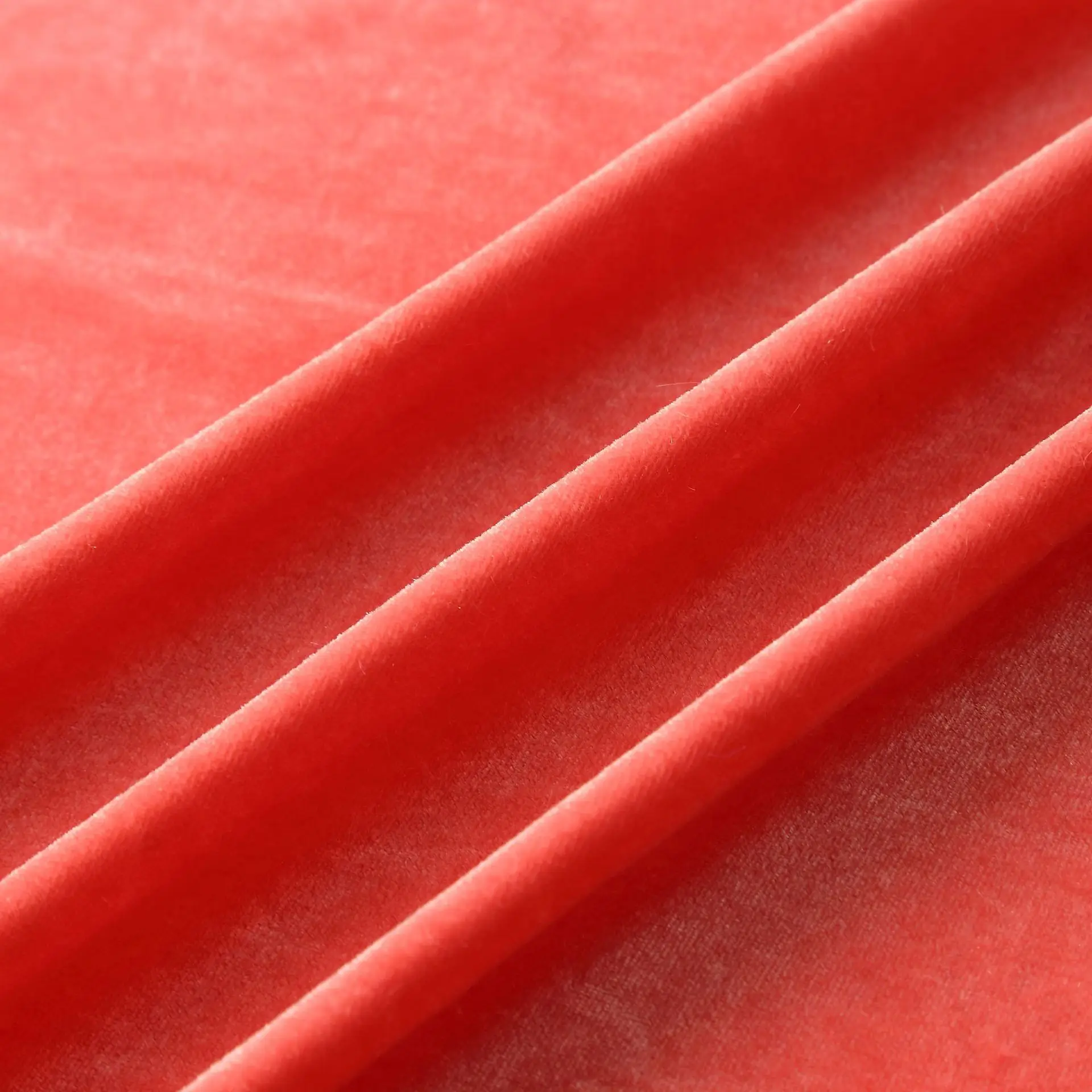 Wholesale Hometextile Velvet Sofa Fabric Polyester Elastic Fashion Silk Velvet Fabric Red Pink