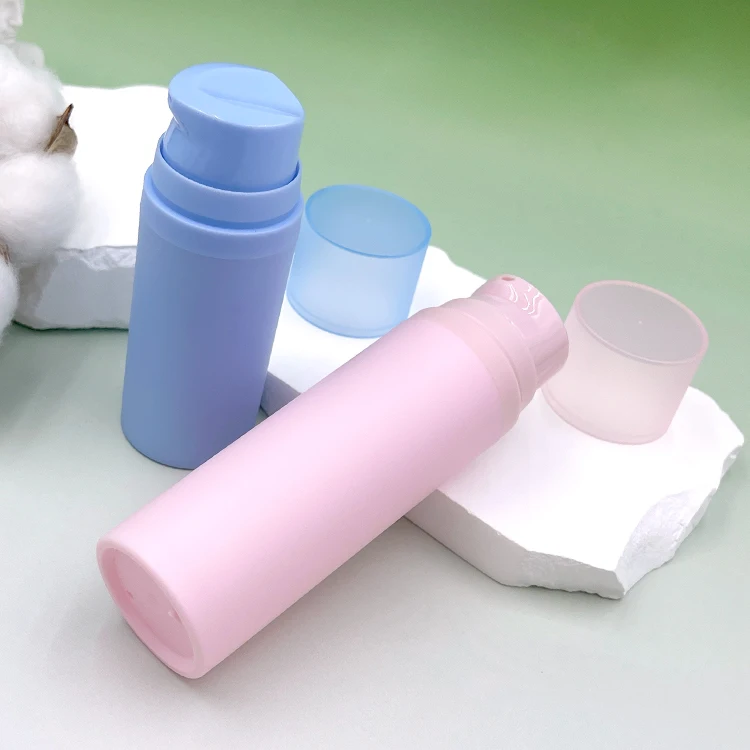 30ml 50ml pink blue airless bottle travel portable emulsion bottle cosmetics small sample bottle silk screen printing