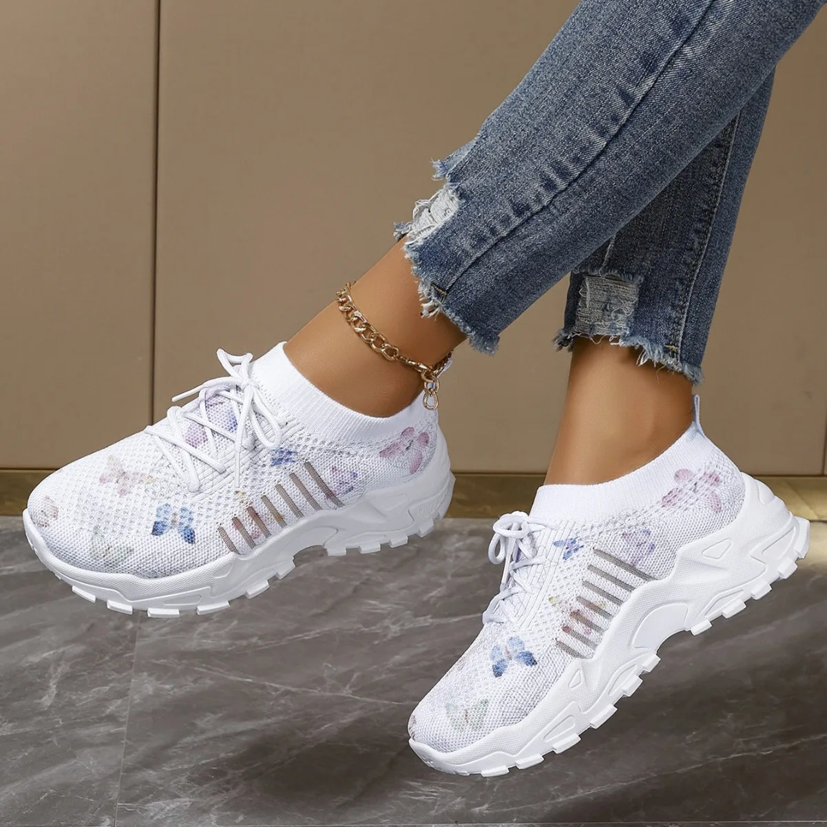 Women Running Shoes Colorful Platform Designers Butterfly Casual Sneakers