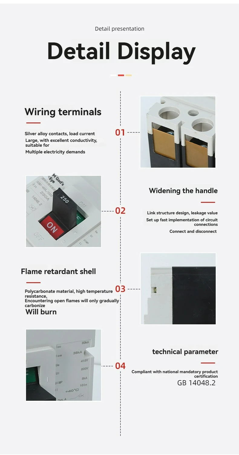 Industrial 630A Moulded Case Circuit Breaker 3P MCCB with Motor Overload and Short Circuit Protection