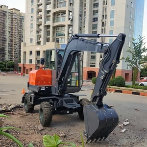 Wheel Excavator CE ISO Certified Moving Machinery Hydraulic 6 Ton Excavator Digging Wheeled Excavator with Attachments