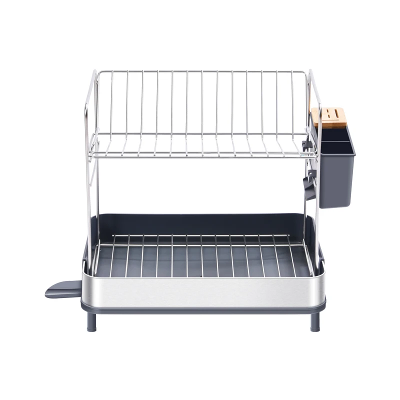 WIREKING Kitchen Storage 2 Tier 304 Stainless Steel Dish Drainer Rack Utensils Holder Over the Sink Dish Drying Rack